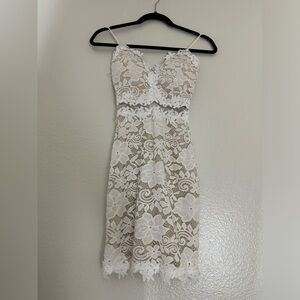 Crochet White Lace Mesh Cutout Chic Bodycon Mini Dress